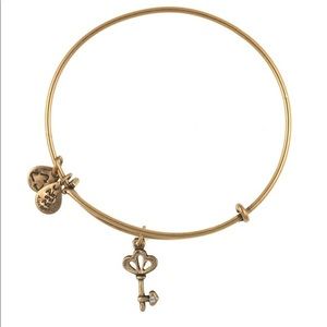 Alex and Ani Skeleton Key Charm Gold Bracelet Bangle